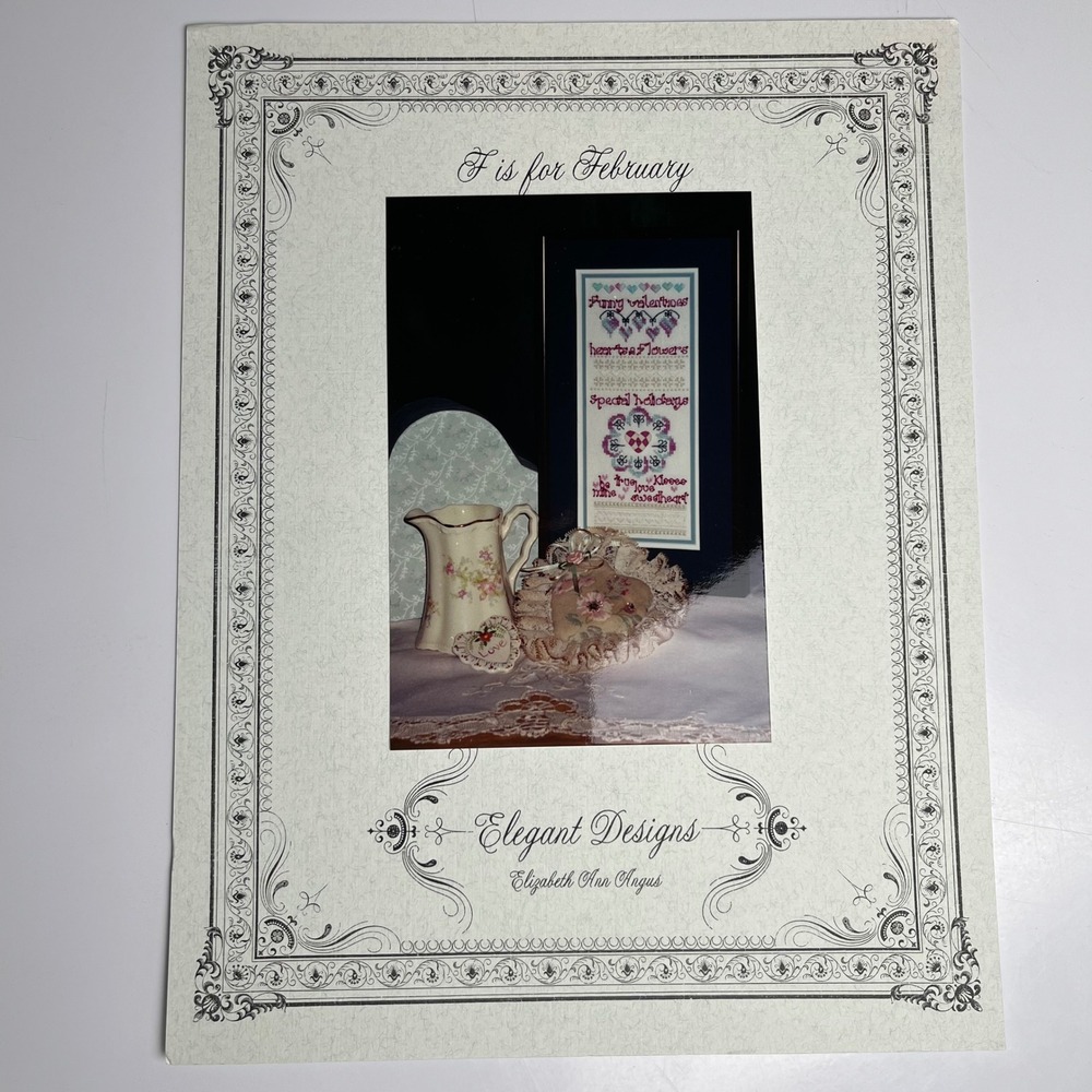 VTG‎ Elegant Designs F is for February Cross Stitch Pattern Chart